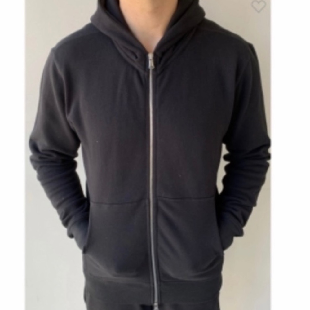 NWT Mens Terry Cloth Black Zip Up Sweatshirt - Picture 3 of 3